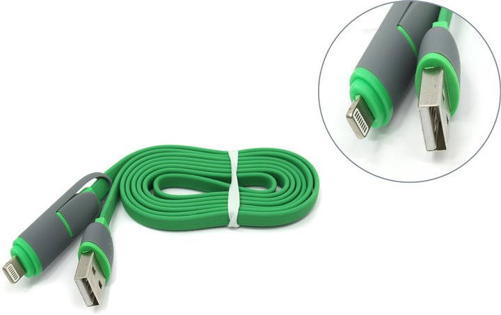Кабель Defender USB 2.0 micro-B Lightning 1м Green (87489) Кабель Defender USB 2.0 micro-B Lightning 1м Green (87489)