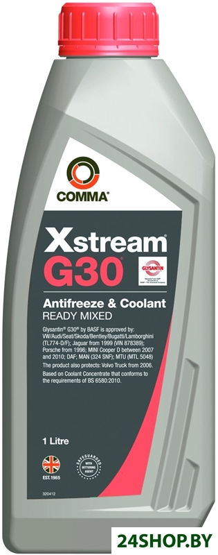 Comma Xstream G30 Antifreeze & Coolant Ready Mixed 1л Comma Xstream G30 Antifreeze & Coolant Ready Mixed 1л