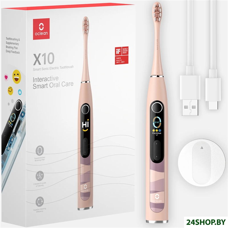 Электрическая зубная щетка Oclean X10 Smart Electric Toothbrush (розовый) Электрическая зубная щетка Oclean X10 Smart Electric Toothbrush (розовый)