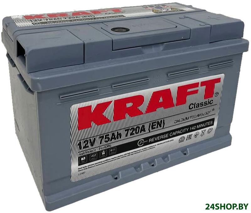 Автомобильный аккумулятор KRAFT Classic 75 R+ низк. (75 А·ч) Автомобильный аккумулятор KRAFT Classic 75 R+ низк. (75 А·ч)