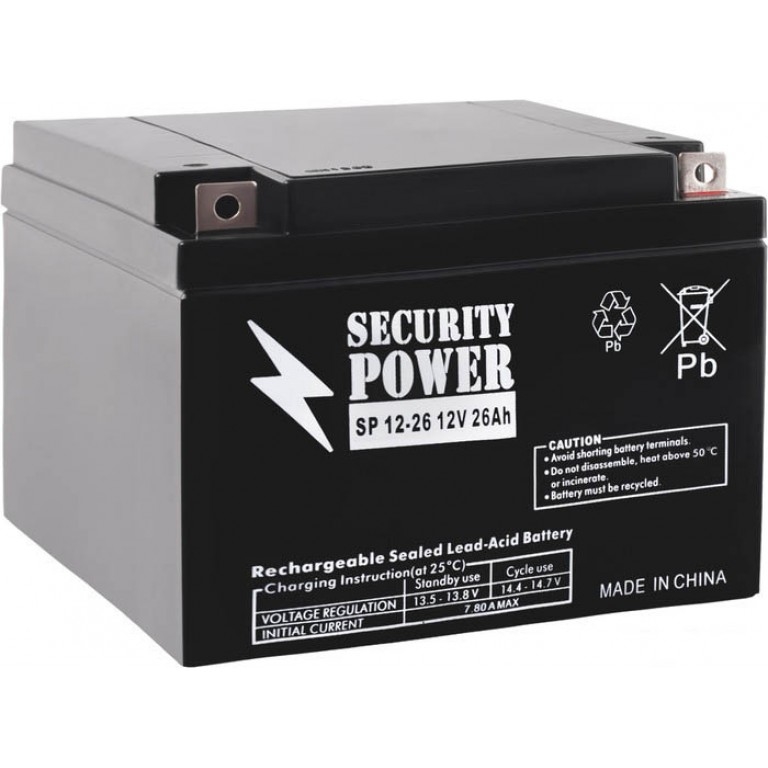 Аккумулятор для ИБП Security Power SP 12-26 (12В/26 А·ч) Аккумулятор для ИБП Security Power SP 12-26 (12В/26 А·ч)