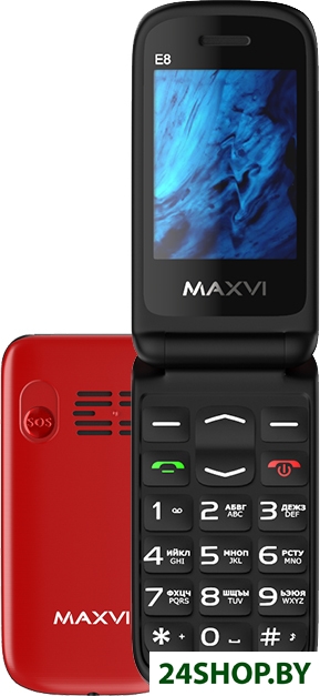 Кнопочный телефон Maxvi E8 (красный) Кнопочный телефон Maxvi E8 (красный)