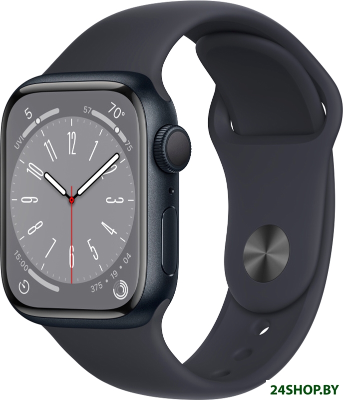 Умные часы Apple Watch Series 8 41мм (алюм. корпус, полуночный/полуночный, спорт. силик. ремешок S/M Умные часы Apple Watch Series 8 41мм (алюм. корпус, полуночный/полуночный, спорт. силик. ремешок S/M