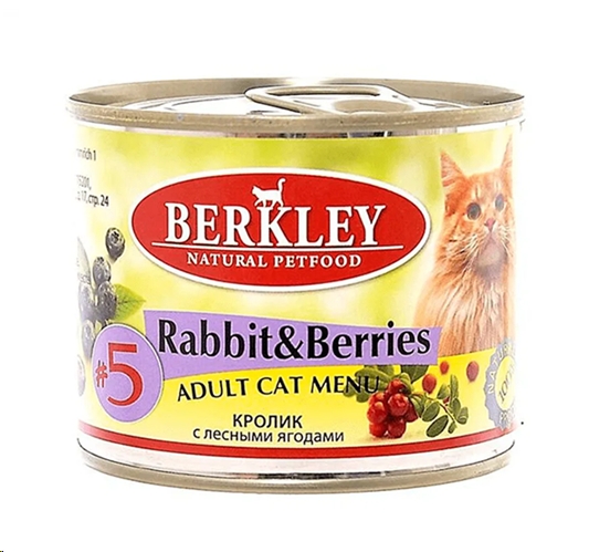 Корм для кошек Berkley кролик с лесными ягодами (200 г) Корм для кошек Berkley кролик с лесными ягодами (200 г)
