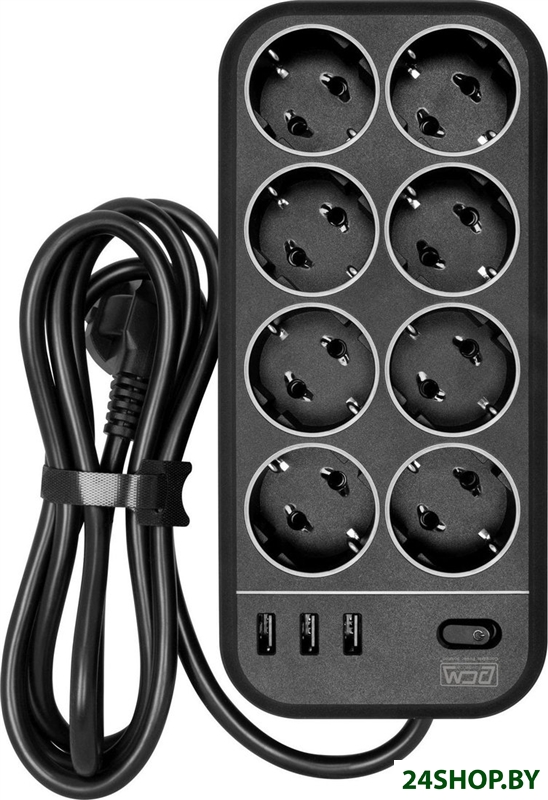 Сетевой фильтр Powercom SP-08 USB03AB (3 м, 8 розеток, черный) Сетевой фильтр Powercom SP-08 USB03AB (3 м, 8 розеток, черный)