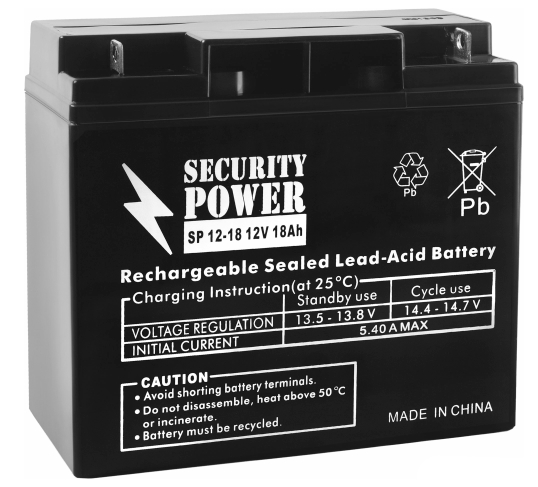 Аккумулятор для ИБП Security Power SP 12-18 (12В/18 А·ч) Аккумулятор для ИБП Security Power SP 12-18 (12В/18 А·ч)