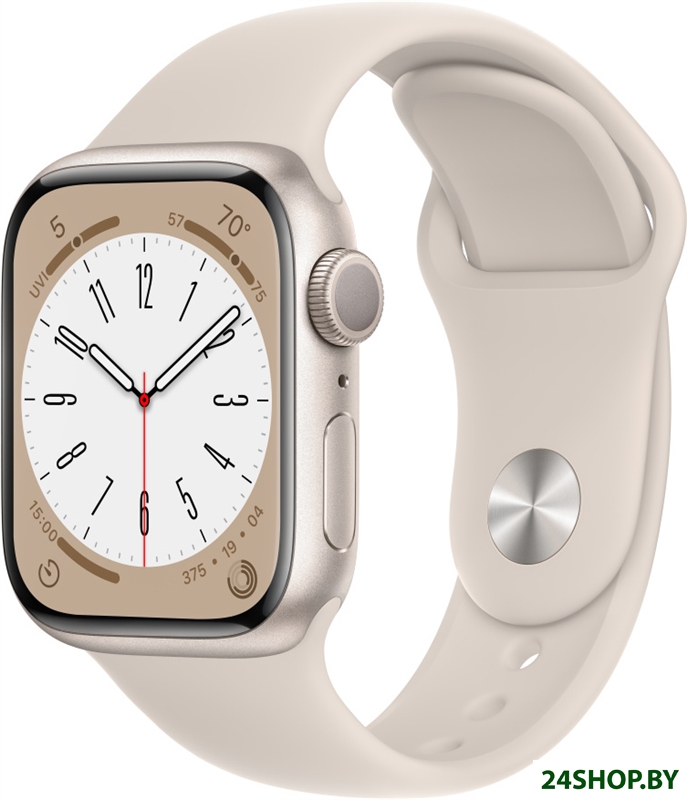 Умные часы Apple Watch Series 8 41 мм (алюминиевый корпус, звездный свет/звездный свет, спортивный с Умные часы Apple Watch Series 8 41 мм (алюминиевый корпус, звездный свет/звездный свет, спортивный с