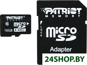 Карта памяти Patriot microSDHC (Class 10) 16 Гб + адаптер (PSF16GMCSDHC10) Карта памяти Patriot microSDHC (Class 10) 16 Гб + адаптер (PSF16GMCSDHC10)