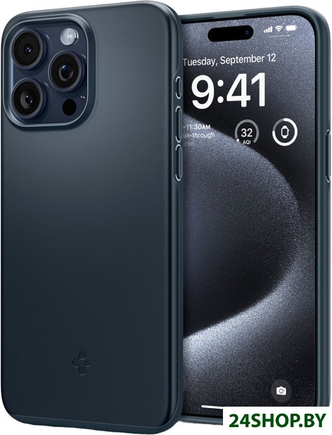 Чехол для телефона Spigen Thin Fit для iPhone 15 Pro ACS06688 (темно-синий) Чехол для телефона Spigen Thin Fit для iPhone 15 Pro ACS06688 (темно-синий)