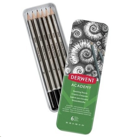 Набор чернографитных карандашей Derwent Academy Sketching Tin 3B-2H (2301945) Набор чернографитных карандашей Derwent Academy Sketching Tin 3B-2H (2301945)