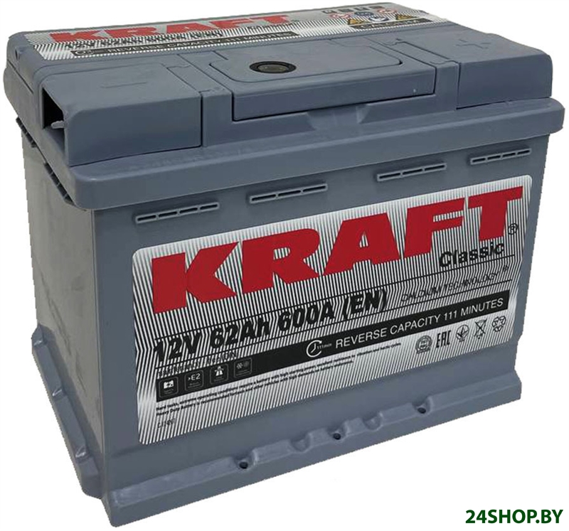 Автомобильный аккумулятор KRAFT Classic 62 R+ (62 А·ч) Автомобильный аккумулятор KRAFT Classic 62 R+ (62 А·ч)