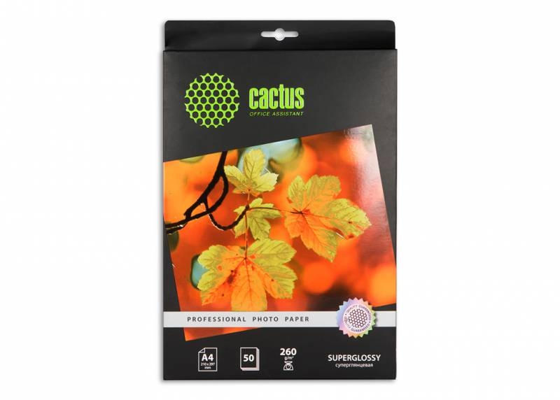 Фотобумага CACTUS Суперглянцевая А4 260 г/м2 50 листов (CS-HGA426050) Фотобумага CACTUS Суперглянцевая А4 260 г/м2 50 листов (CS-HGA426050)