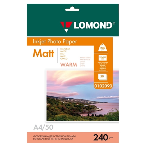 Фотобумага LOMOND матовая односторонняя Warm А4 240 г/кв.м. 50 листов Фотобумага LOMOND матовая односторонняя Warm А4 240 г/кв.м. 50 листов