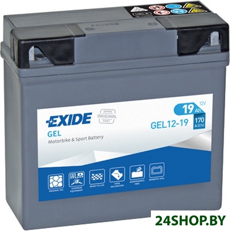Мотоциклетный аккумулятор Exide GEL12-19 (19 А·ч) Мотоциклетный аккумулятор Exide GEL12-19 (19 А·ч)