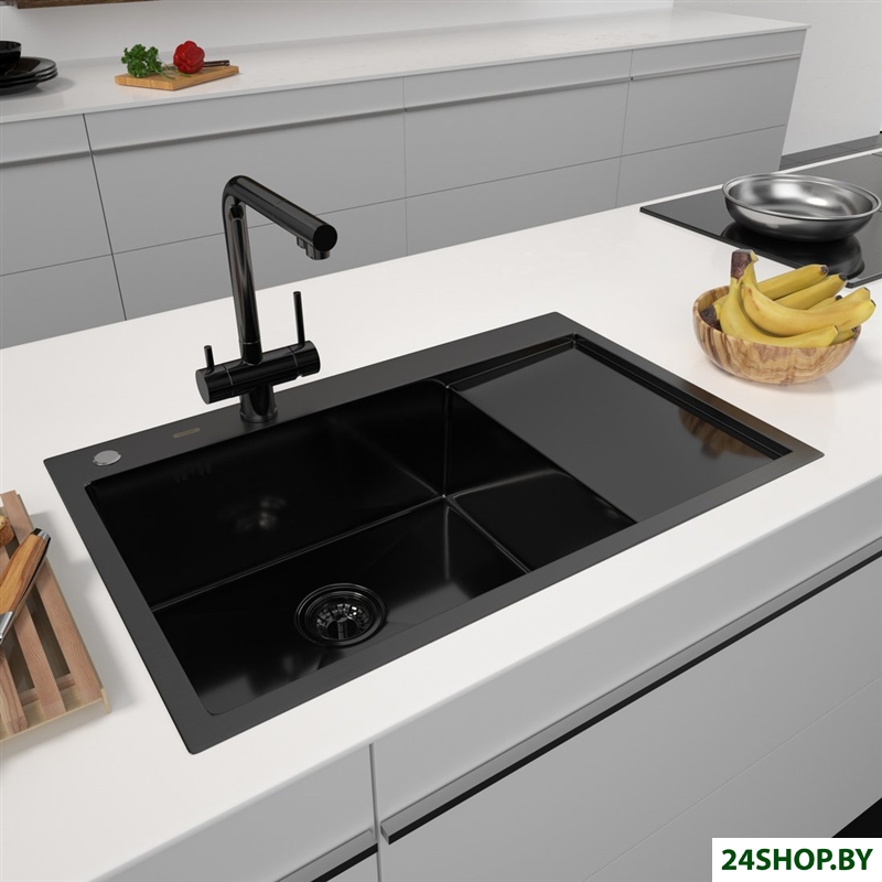 Кухонная мойка ARFEKA ECO AR 780*500 L BLACK PVD NANO Кухонная мойка ARFEKA ECO AR 780*500 L BLACK PVD NANO