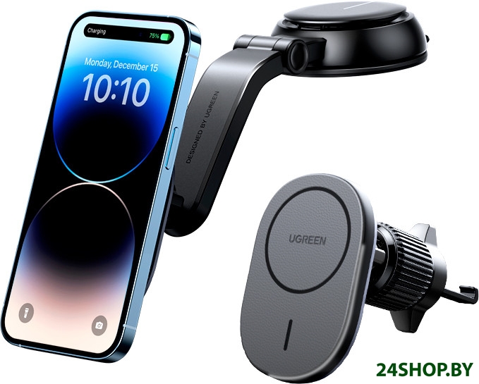 Держатель для смартфона Ugreen Magnetic Car Wireless Charger CD345 15120 Держатель для смартфона Ugreen Magnetic Car Wireless Charger CD345 15120