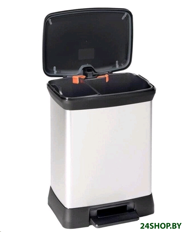 Мусорное ведро Curver Deco Duo 203291 (с педалью, серебристый, 28л) Мусорное ведро Curver Deco Duo 203291 (с педалью, серебристый, 28л)