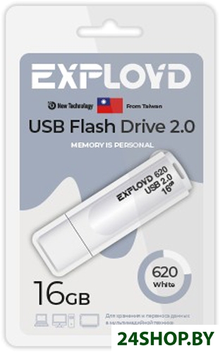 USB-флэш-накопитель EXPLOYD EX-16GB-620 White USB-флэш-накопитель EXPLOYD EX-16GB-620 White