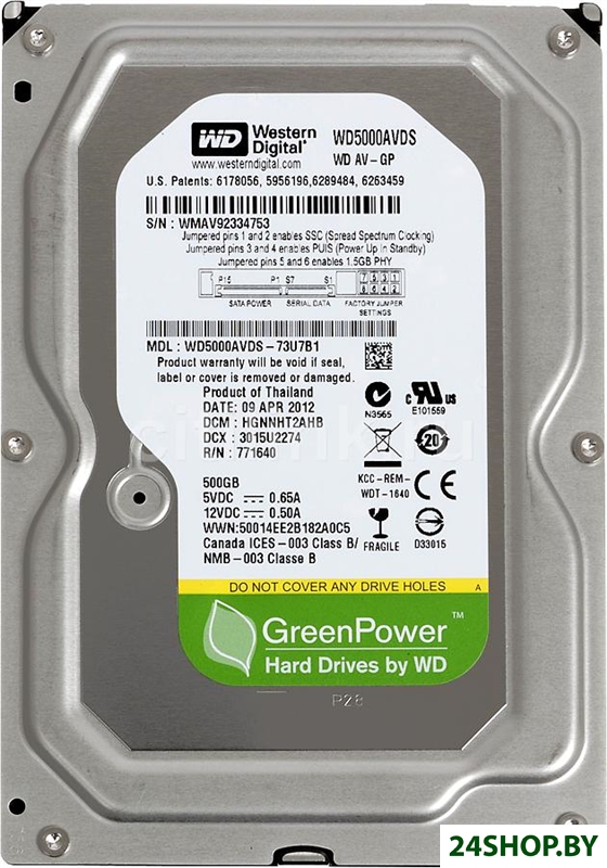 Жесткий диск WD AV-GP 500GB (WD5000AVDS) Жесткий диск WD AV-GP 500GB (WD5000AVDS)