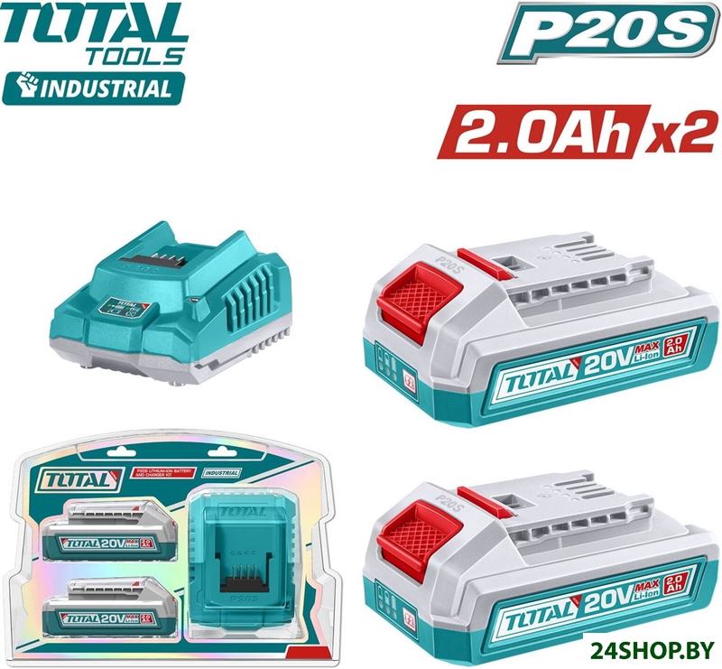 Аккумулятор с зарядным устройством Total TFBCPK2212 (20В/2x2 Ah + 20В) Аккумулятор с зарядным устройством Total TFBCPK2212 (20В/2x2 Ah + 20В)