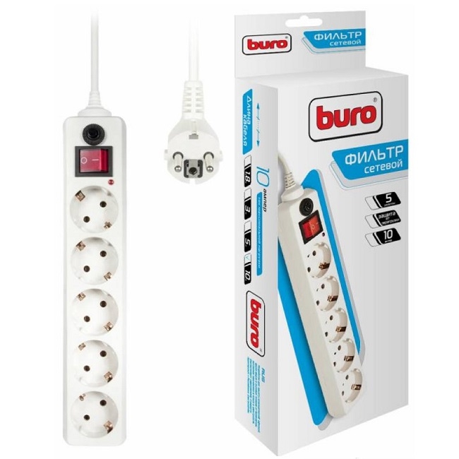 Сетевой фильтр Buro 500SH-10-W (белый) Сетевой фильтр Buro 500SH-10-W (белый)