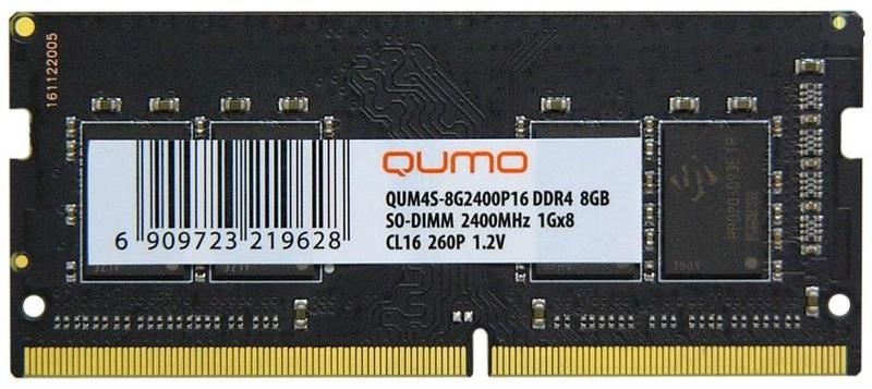 Оперативная память QUMO DDR4 SODIMM 8GB PC4-19200 CL16 (QUM4S-8G2400P16) Оперативная память QUMO DDR4 SODIMM 8GB PC4-19200 CL16 (QUM4S-8G2400P16)