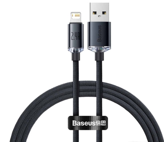 Кабель Baseus CAJY000101 USB Type-A - Lightning (2 м, черный) Кабель Baseus CAJY000101 USB Type-A - Lightning (2 м, черный)
