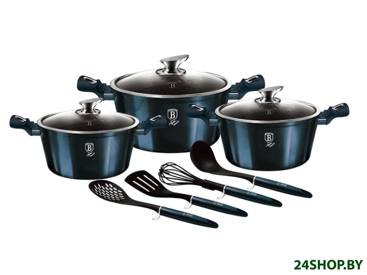 Набор кастрюль Berlinger Haus Aquamarine Metallic Line BH-6152 Набор кастрюль Berlinger Haus Aquamarine Metallic Line BH-6152