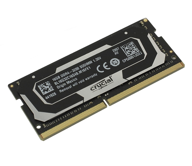 Оперативная память Crucial Ballistix 16GB DDR4 SODIMM PC4-25600 BL16G32C16S4B Оперативная память Crucial Ballistix 16GB DDR4 SODIMM PC4-25600 BL16G32C16S4B