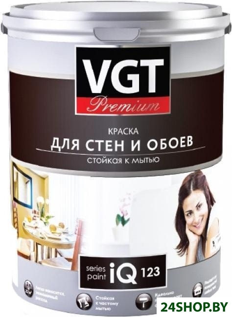 Краска VGT Premium для стен и обоев IQ 123 База А 0.8 л (белый) Краска VGT Premium для стен и обоев IQ 123 База А 0.8 л (белый)