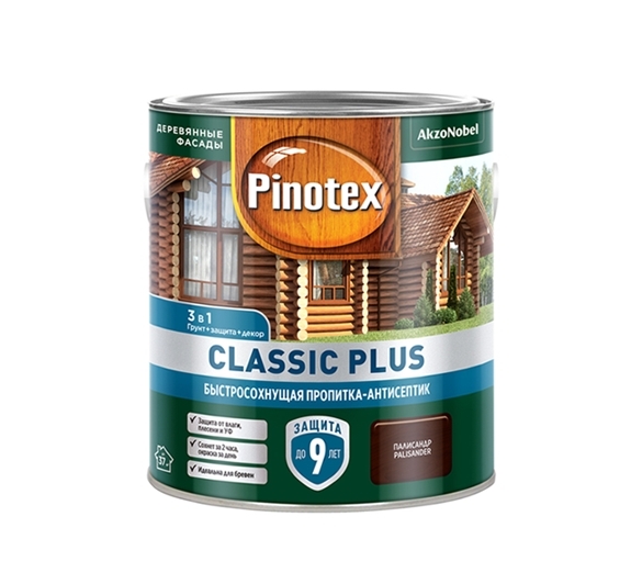 Антисептик Pinotex Classic Plus 3 в 1 9 л (лиственница) Антисептик Pinotex Classic Plus 3 в 1 9 л (лиственница)