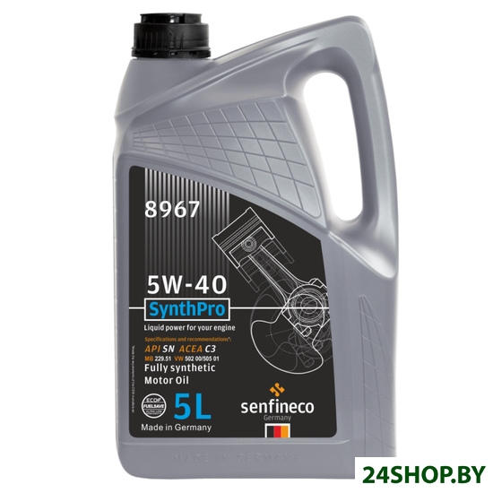 Моторное масло Senfineco SynthPro 5W-40 API SN ACEA C3, 5л Моторное масло Senfineco SynthPro 5W-40 API SN ACEA C3, 5л