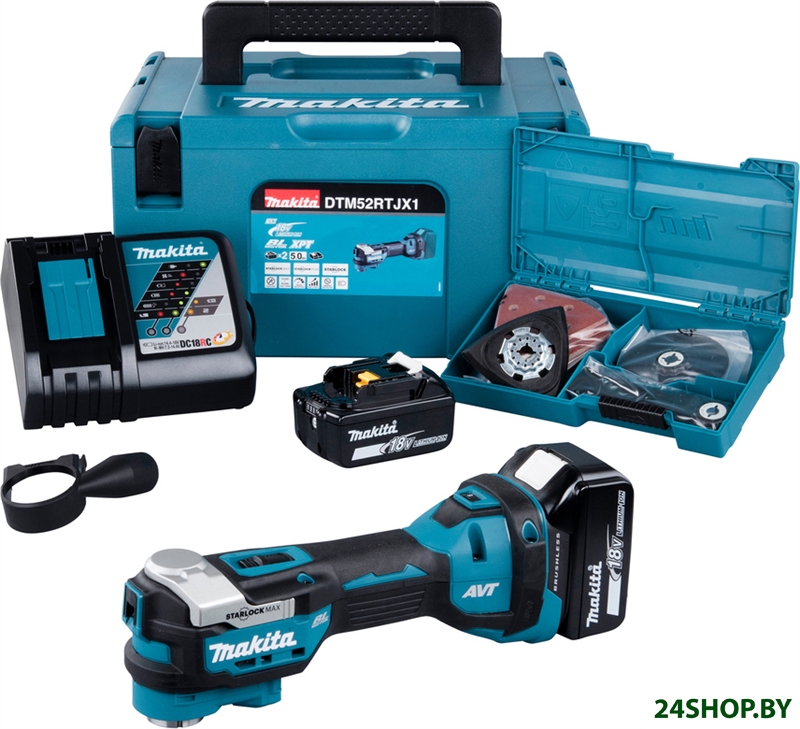 Реноватор Makita DTM52RTJX1 (с 2-мя АКБ, кейс, набор оснастки) Реноватор Makita DTM52RTJX1 (с 2-мя АКБ, кейс, набор оснастки)