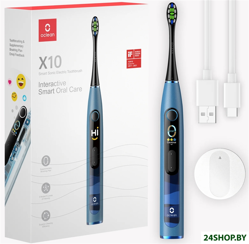 Электрическая зубная щетка Oclean X10 Smart Electric Toothbrush (синий) Электрическая зубная щетка Oclean X10 Smart Electric Toothbrush (синий)