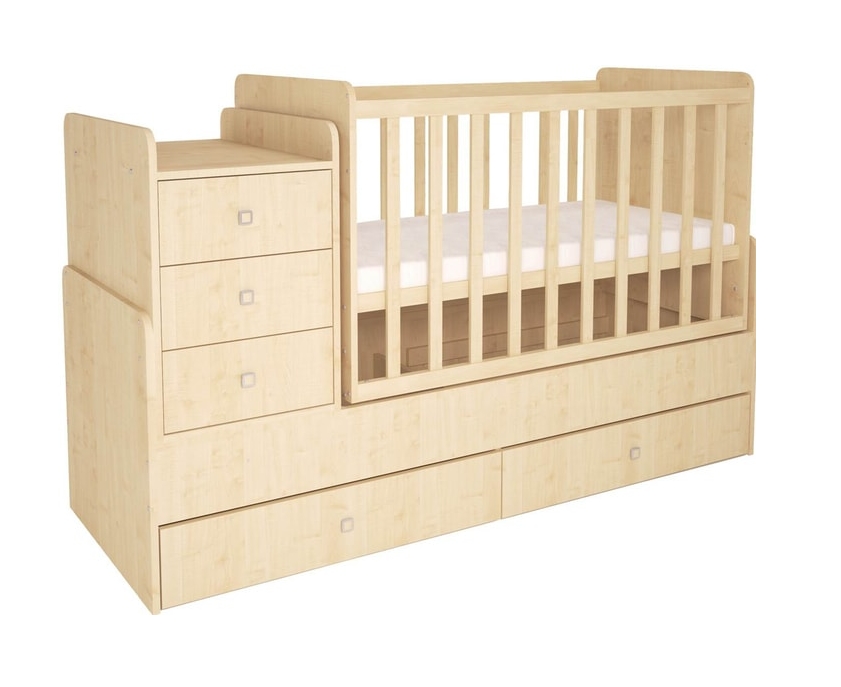 Кроватка-трансформер Polini Kids Simple 1100 с комодом (натуральный) Кроватка-трансформер Polini Kids Simple 1100 с комодом (натуральный)