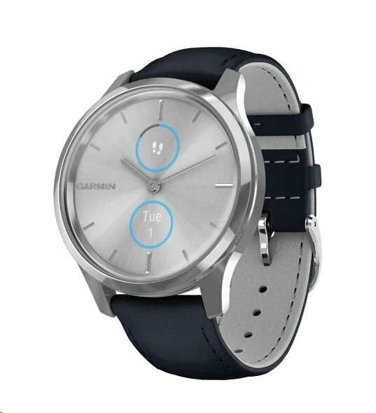 Гибридные умные часы Garmin Vivomove Luxe (серебристый/темно-синий) Гибридные умные часы Garmin Vivomove Luxe (серебристый/темно-синий)
