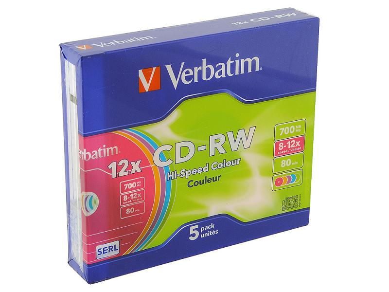 Диск CD-RW Verbatim 700Mb 12x Slim case (5шт) (43167) Диск CD-RW Verbatim 700Mb 12x Slim case (5шт) (43167)
