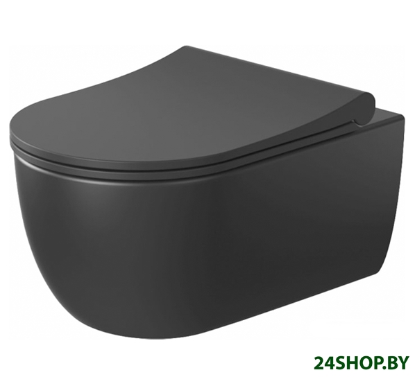 Унитаз Bocchi V-Tondo Rimless 1416-004-0129+A0333-004 (черный матовый) Унитаз Bocchi V-Tondo Rimless 1416-004-0129+A0333-004 (черный матовый)