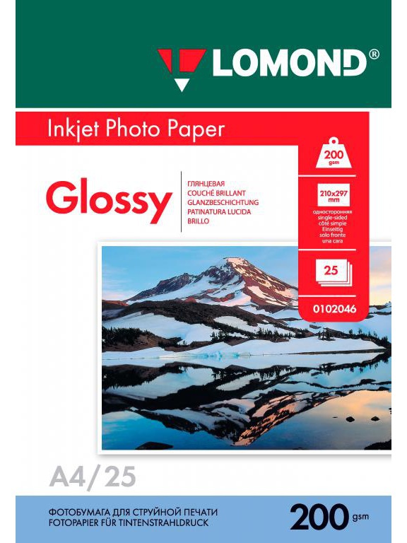 Фотобумага Lomond Глянцевая А4 200 г/кв.м. 25 листов (0102046) Фотобумага Lomond Глянцевая А4 200 г/кв.м. 25 листов (0102046)