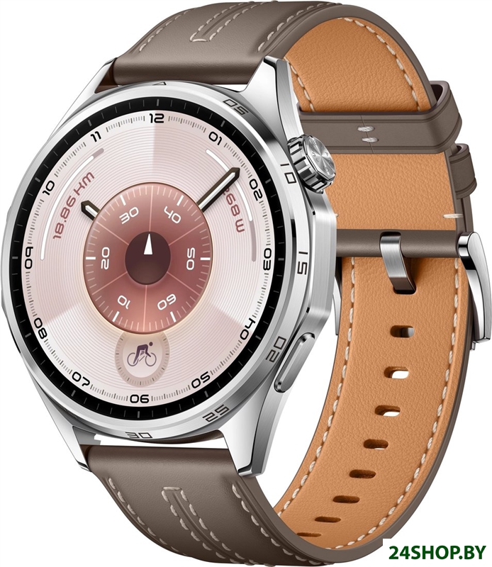 Умные часы Huawei Watch GT 6 46 мм (серебристый, с коричневым кожаным ремешком, международная версия Умные часы Huawei Watch GT 6 46 мм (серебристый, с коричневым кожаным ремешком, международная версия