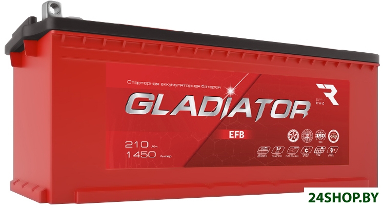 Автомобильный аккумулятор Gladiator EFB 210 (3) евро (210 А·ч) Автомобильный аккумулятор Gladiator EFB 210 (3) евро (210 А·ч)
