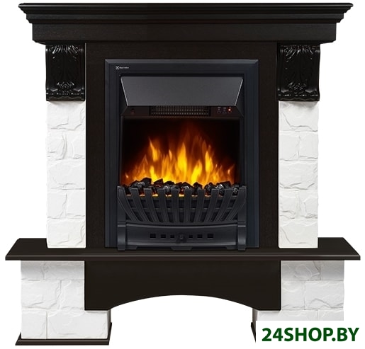 Портал Firelight Forte Classic (камень белый/шпон темный дуб) Портал Firelight Forte Classic (камень белый/шпон темный дуб)