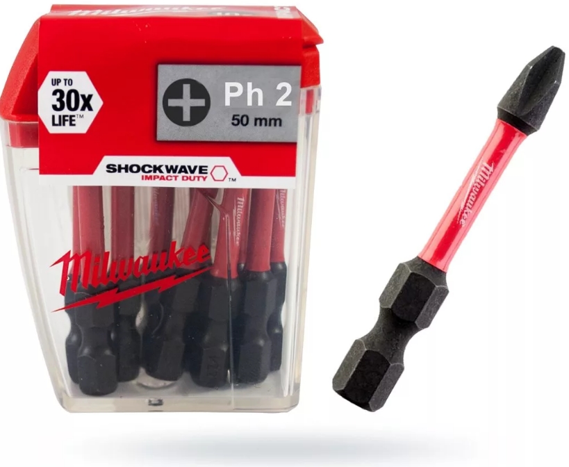 Набор бит Milwaukee Shockwave PH2 50 мм (10 шт) (4932430855) Набор бит Milwaukee Shockwave PH2 50 мм (10 шт) (4932430855)