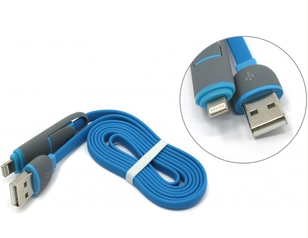 Кабель Defender USB 2.0 micro-B Lightning 1м Blue (87487) Кабель Defender USB 2.0 micro-B Lightning 1м Blue (87487)