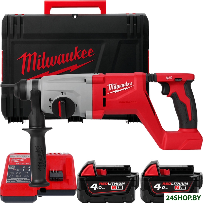 Перфоратор Milwaukee M18 M18BLHACD26-402X 4933492480 (с 2-мя АКБ, кейс) Перфоратор Milwaukee M18 M18BLHACD26-402X 4933492480 (с 2-мя АКБ, кейс)