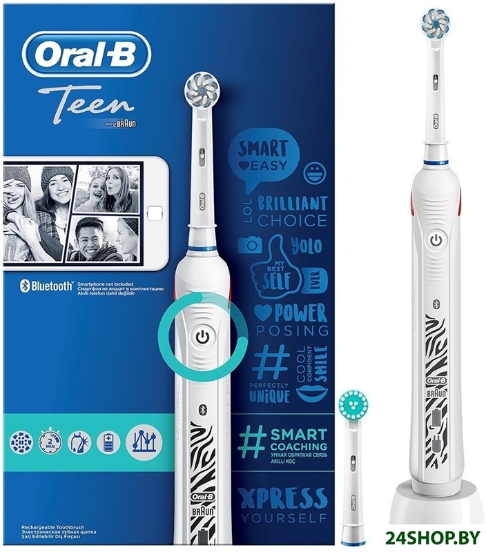 Электрическая зубная щетка Oral-B Smart 4 4000N Teen D601.523.3 (белый) Электрическая зубная щетка Oral-B Smart 4 4000N Teen D601.523.3 (белый)