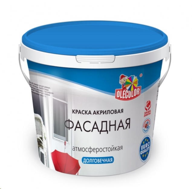 Краска Olecolor Водно-диспрессионная фасадная 1 кг (супербелый) (О1855000) Краска Olecolor Водно-диспрессионная фасадная 1 кг (супербелый) (О1855000)