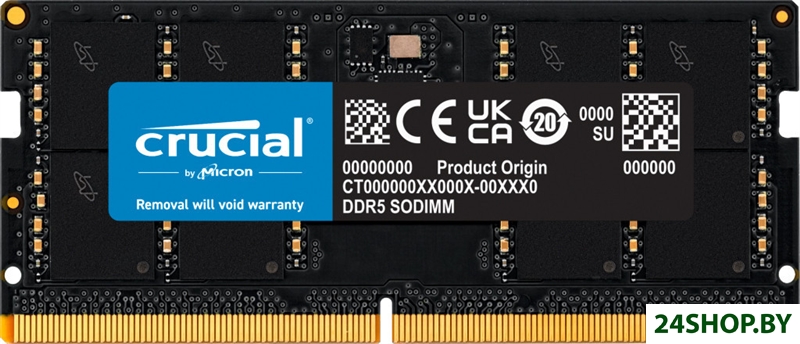Оперативная память Crucial 32ГБ DDR5 SODIMM 5600 МГц CT32G56C46S5 Оперативная память Crucial 32ГБ DDR5 SODIMM 5600 МГц CT32G56C46S5