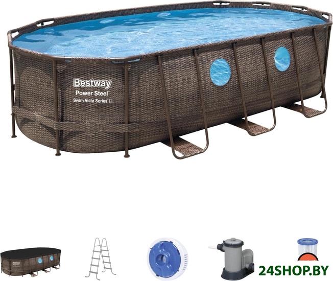 Бассейн овальный Bestway Power Steel 56716 Бассейн овальный Bestway Power Steel 56716