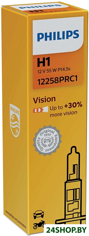 Галогенная лампа Philips H1 Vision +30% 1шт Галогенная лампа Philips H1 Vision +30% 1шт